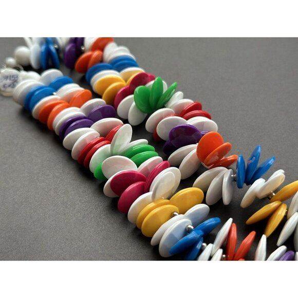 Beaded Necklace set Of 2 - brown Kukui nut Hawaiian, Multicolor Plastic Disks - Picture 5 of 9